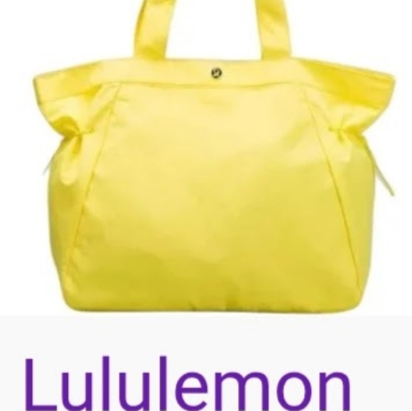Lululemon Side-Cinch Shopper Bag Stunning Bright Yellow Durable Easy 2 Clean NWT - Picture 4 of 13